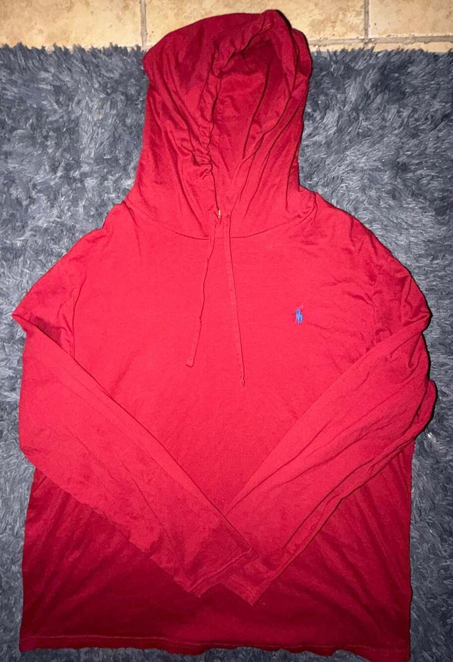 Polo Ralph Lauren Jersey Hooded T-Shirt Size XXL Red Long Sleeve Tee